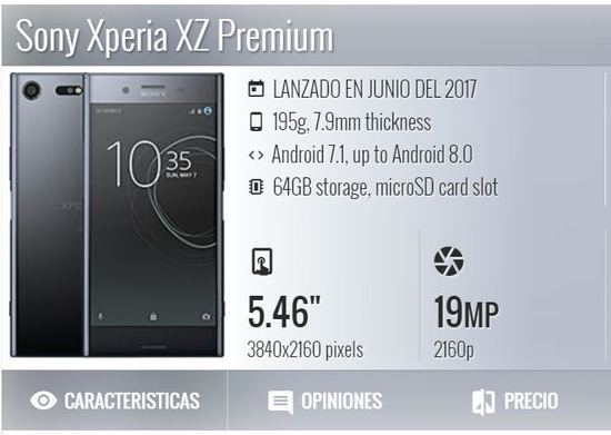 Sony Xperia XZ Premium Características y precio