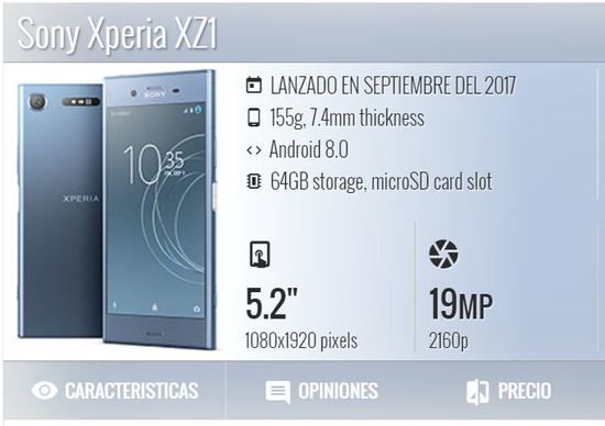 Sony Xperia XZ1 precio y caracteristicas en Garbarino