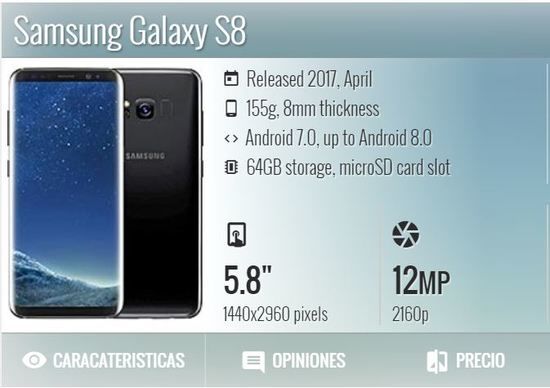 Celular Samsung Galaxy S8 precio y características en Garbarino