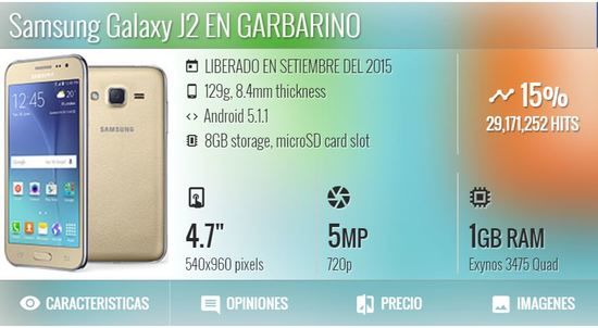 Celular barato Samsung Galaxy J2 precio en Garbarino