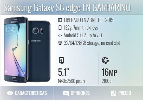 Celular barato Samsung Galaxy S6 caracteristicas precio en Garbarino Opiniones