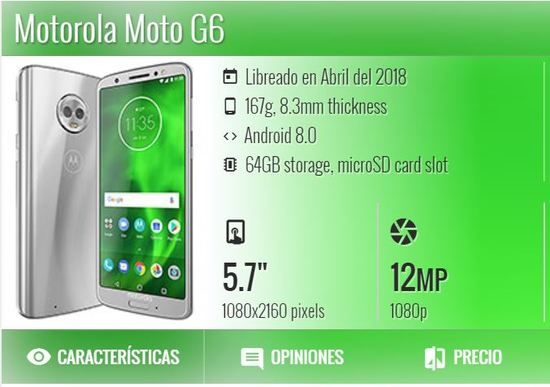 Celular Motorola Moto G6 Precio y características en Garbarino