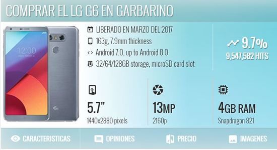 Comprar celular LG G6 Precio en Garbarino Argentina