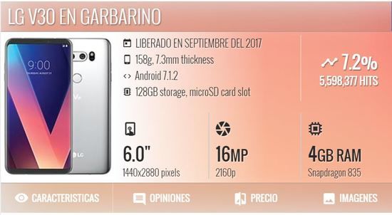 LG V30 Comprar celulares liberados precio en Garbarino