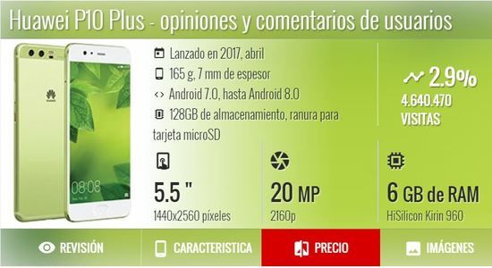 venta celular huawei P10 Plus precio argentina garbarino caracteristicas opiniones